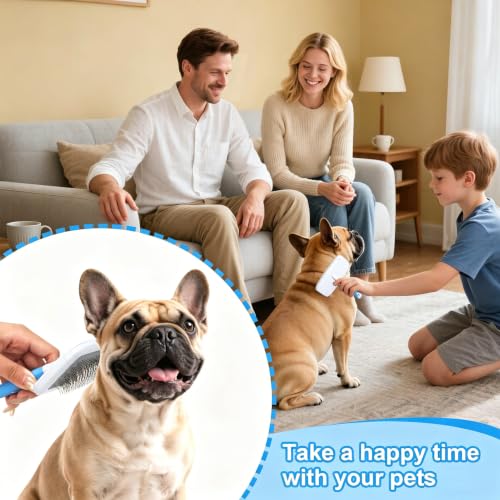 French Bulldog Brush with Rounded Tip | Skin Friendly,with Small Comb for Effectively Remove Tangles, Knots and Mats,Essential French Bulldog Accessory
