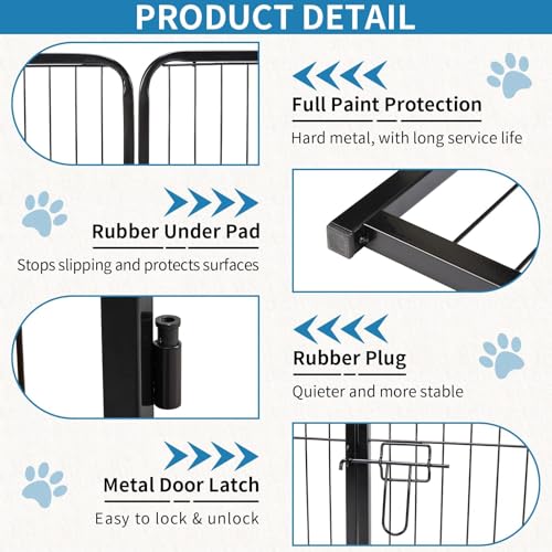 NEWBULIG Dog Playpen Indoor 8 Panels 40 Inch, Metal Outdoor Dog Fence Pen | Heavy Duty Metal Exercise Pen, Foldable Portable, RV Camping, Yard Garden, Small Medium Large Dogs Pet Pen - color: Modern Black, size: 40IN