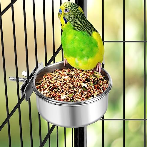 Dog Bowl Stainless Steel Dog Bowls Pet Hanging Food Water Bowl Cage Feeding Cup Feeder for Dogs Cats Rabbits Birds Small Animal (Small (2pcs) | Rust-resistant, detachable bracket for easy cleaning & refilling, no spill, for dogs/cats/rabbits/birds cage ke