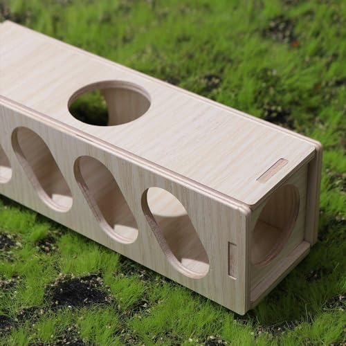 Hamster Wooden Tunnel, Pet Mouse Training Hideout Tunnel Small Animals Exploring Toy Natural Wood Rat Secret Peep Shed Tunnel