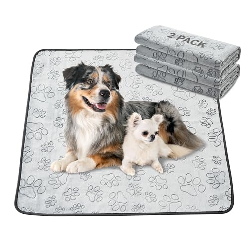 Reusable Puppy Pads, Washable Pee Pads, Leakproof 41"x 41" 2 Pack | High Absorbency Dog Training Pads, Wee Wee Pads With Waterproof Non-Slip Base For Indoor Potty, Crates, Playpen & Senior Dogs - size: 41x41(pack of 2)-Gray