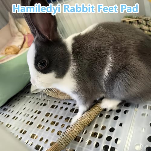 Hamiledyi 8Pieces Rabbit Feet Pad Hole Leak Water Design for Plastic Bunny Cage Mat Foot Resting Pad - color: 4 white +4 blue
