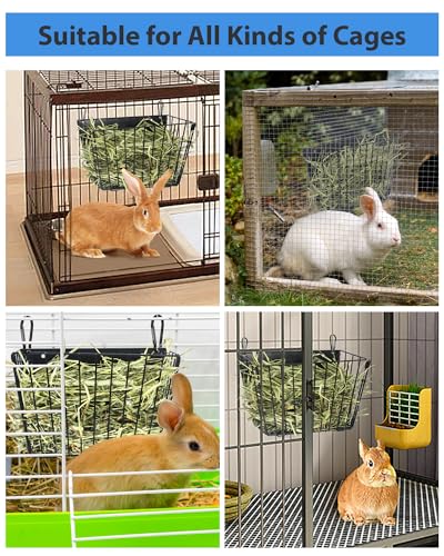 Rabbit Hay Feeder - Guinea Pig Hay Feeder - X-Large Metal Frame Bunny Hay Holder, 9.7x4.7x6.6 inch Guinea Pig Hay Holder for Bunny, Guinea Pigs, Chinchillas, Small Animals (2 Pack) - color: 2-Pack Black