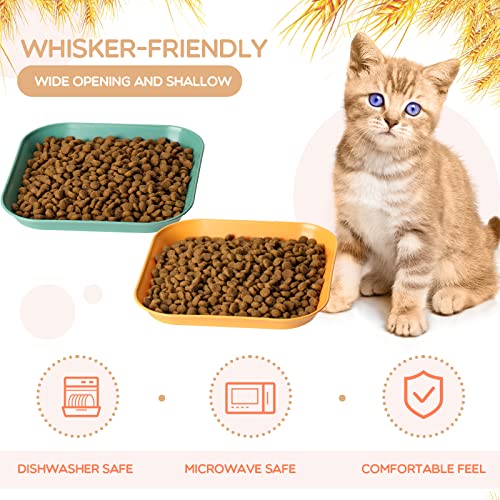 8Pcs Whisker Fatigue Free Cat Bowls, 6 inch Cat Food Bowl, Wheat Straw Cats Dishes, Pet Plate for Kittens and Short Legged Cats - color: 8 Pcs Square - 4 Color