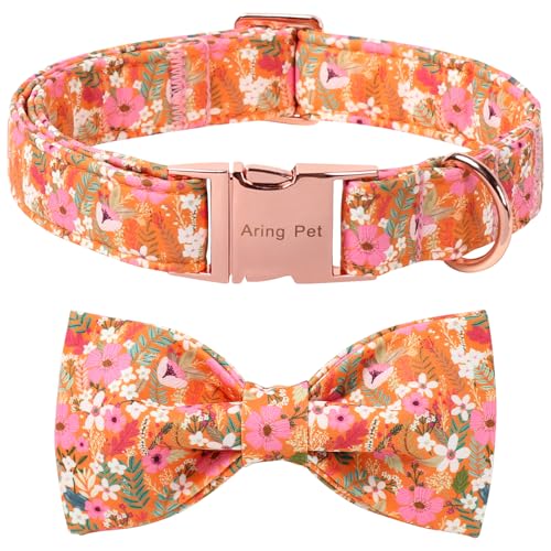 ARING PET Fall Dog Collar with Bow, Cute Daisy Floral Pet Collars with Quick Release Buckle for Puppy Small Medium Large Girl Boy Dogs-XS - color: Floral, size: X-Small (Pack of 1)