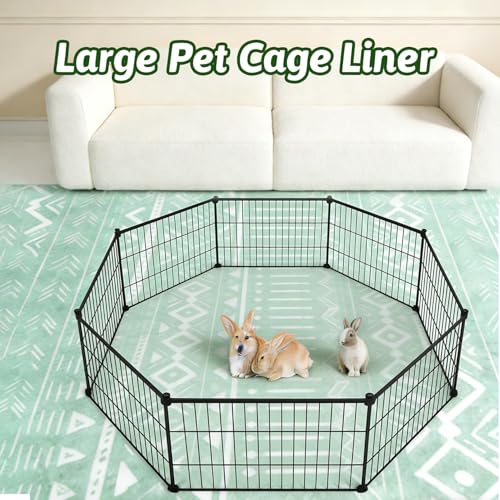 BNOSDM Washable Rabbit Cage Liner Waterproof Bunny Floor Mat for Cage, Playpen & Hutch, Anti Slip Pet Rug for Rabbits,Guinea Pigs, Small Animals - Reusable Pee Pad 91"X 63" - size: 91" X 63"