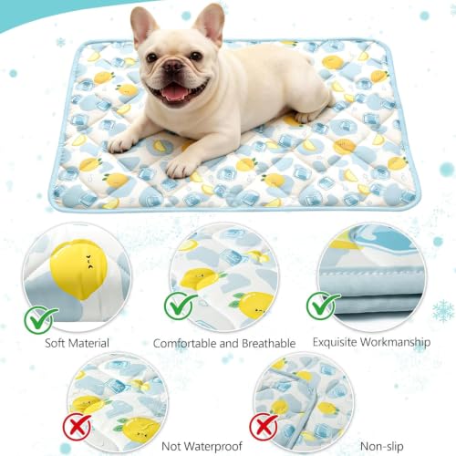 Pet Summer Cooling Blanket - 22.8" x 35.0" Double-Sided Mat Dog Puppy Self ice Cat Pad Bed Cover for Home Outdoor Sofa Sleeping Washable Portable Lightweight Small Medium Large (Blue Duck, S) - color: DD/Blue Ice