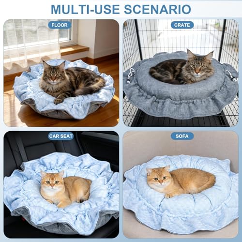 Cat Cooling Bed Mat - Upgraded Thickened 2-Sided Reversible Cold Pad for Cats Puppy Small Dogs Keep Cool in Summer, Adjustable Soft Cozy Pet Sleeping Blanket for Crate Floor Bed Sofa Kennel