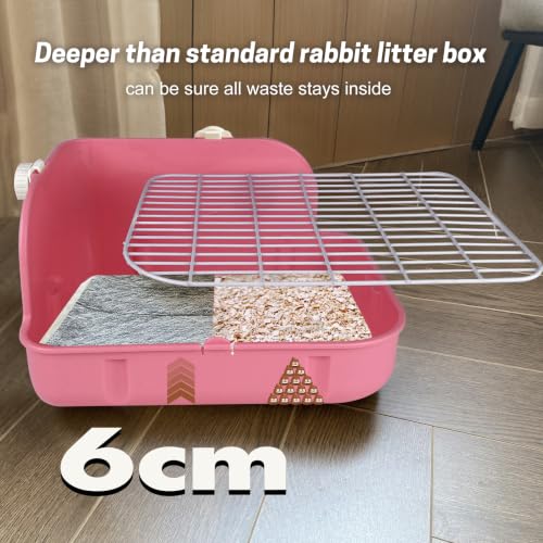 Rabbit Litter Box, Bunny Litter Box, Guinea Pig Potty Trained, Square Small Animal Toilet Potty Pan for Rabbit Guinea Pig Ferret Hamster Chinchilla (Pink) - color: Pink