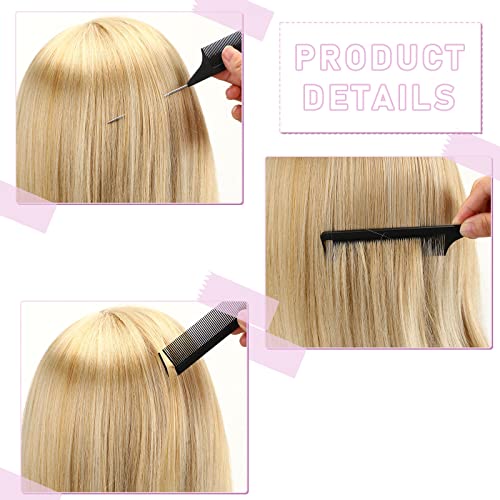 12 Piece Nylon Brushes Set for Grooming - Salon Teasing Brush, Double-Sided Edge Brush, Smooth Comb, Rat Tail Combs with Duckbill Clips for Women and Girls (Purple, Black) - color: Purple, Black