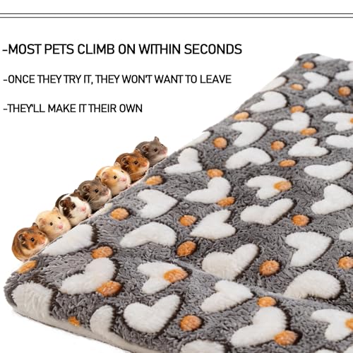 2 Pcs Guinea Pig Bed 9"x13" 2 Colors Waterproof Washable Soft Fleece Pee Pad Cage Liner Small Animal Bedding Warm Mat Reusable Cozy Sleeping Surface for Syrian Hamster Hedgehog Sugar Glider