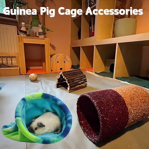 2 Pack Guinea Pig Snuggle Sack Soft Fleece Large Hideout Ferret Cozy Cave Hamster Sleeping Bag Small Animal Bed for Rabbit Bunny Chinchillas Rat Squirrel Hedgehog Cage Accessories (2 Pack, Large)