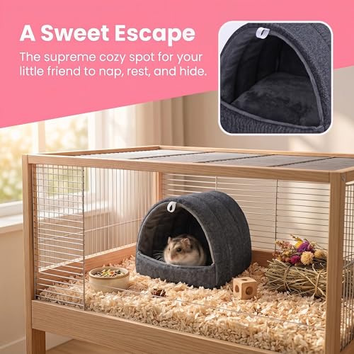 Rat Hamster Warm Bed House Hut Hanging Hammock Cute Nest for Small and Medium-Sized Pets (L), Suitable for Larger Pets(XL)-L-Black - color: Black, size: L