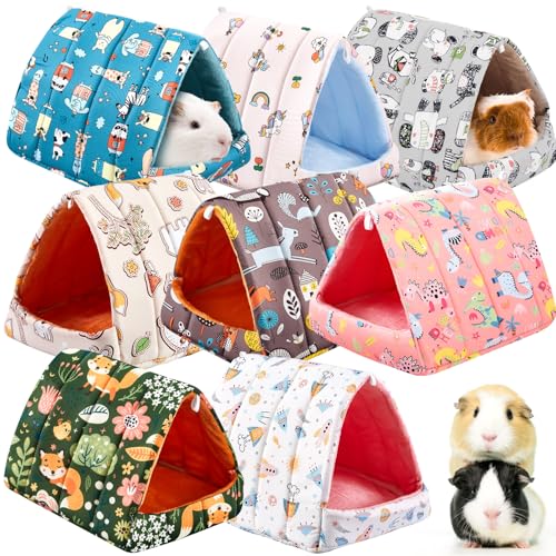 Cinnvoice 8 Pcs Guinea Pig Hideout, Guinea Pig Bed Washable Small Animal Cage Accessories for Bunny Hedgehog Mouse Chinchillas Hamsters Ferrets Rats(9.8 in) - size: 9.8 in
