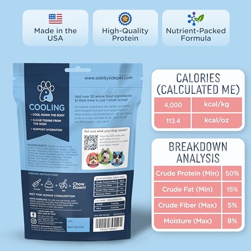 Side by Side Rabbit Bowl Booster - Cooling Freeze-Dried Dog Food Topper for All Breeds - Made with Nutrients & Whole Raw Foods Toppers for Dogs - No Artificial Additives or Fillers (4 oz, 2-Pack)