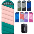 Cotton Flannel Lined Sleeping Bag for Adults Teens Kids, Cold Weather & Warm, 3 Seasons, Lightweight Compact Camping Essentials Equipment, Hiking, Outdoor, Travel - color: Green Pink