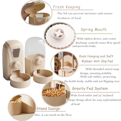 Hanging Cage Automatic Pet Food Water Dispenser 34oz, Large Capacity Feeder Gravity Refill Food and Siphon Suction Water Set for Dog Cat Rabbit Chinchilla and Ferret (Food and Water Dispenser) - color: Food and Water Dispenser