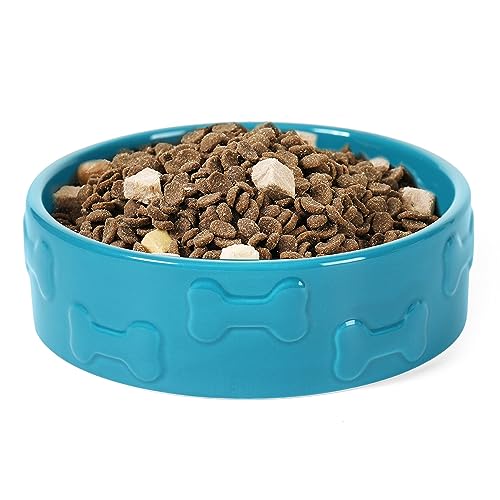 Manor Small Ceramic Pet Bowl, 2-Cup Lightweight Food & Water Dish for Cats, Dogs & Rabbits, Azure - color: Azure, size: Small