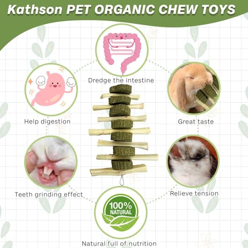 kathson Rabbit Treats Bunny Chew Toys for Teeth Grinding, Organic Bamboo Sticks Natural Guinea Pig Enrichment Toys for Small Animals Hamster Chinchilla 4 Pack - size: 4PCS