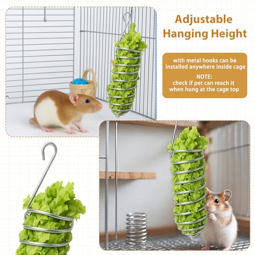 2Pcs Rat Enrichment Toys Bird Food Holder Rat Parrot Foraging Toy | Stainless Steel, Hanging Rodent Toy, Fruit Vegetable Holder, Puzzle Toys, Slow Feeder, Parakeet Foraging