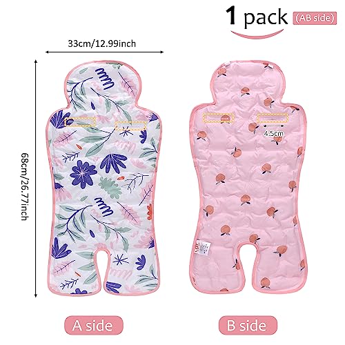 Gel Car Seat Cooler Pad,1 Pack Double Sides-Universal Baby Stroller Ice Cushion,Summer Cooling Seat Liner,Multifunctional Suitable for Baby Dining Chair,Child Safety Seat (Pink Flowers +Peach) - color: Pink Flowers +Peach