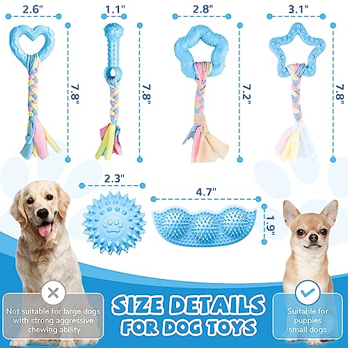 ABRRLO 6 Pack Puppy Teething Toys Cute Blue Puppy Chew Toys for Teething Small Breed Dog Chew Toy Interactive Pet Toy Set for Puppies to Keep Them Busy Soft Durable Small Breed Doggy Chewing Ball - color: Blue
