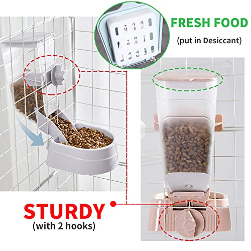 Oncpcare 1L Hanging Small Animal Feeder with Lid Rabbit Feed Box, Automatic Guinea Pig Food Feeder, Great for Rabbits, Ferrets, Cats, Birds and Other Small Animals - color: Pink