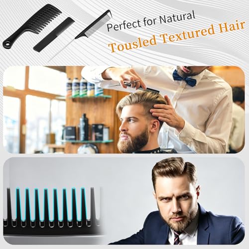 5PCS Hair Brush Comb Set Rat Tail Parting Barber Professional Set for Detangling Paddle Hairbrush WideTooth Comb Perfect for Styling, Grooming