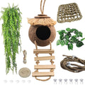 Gecko Coconut Hideout with Ladder,Reptile Hammock Plants Vines Jungle Terrarium Decor Tank Accessories for Crested Geckos,Leopard Geckos,Lizard,Snakes,Tree Frogs - style: 【Style D】