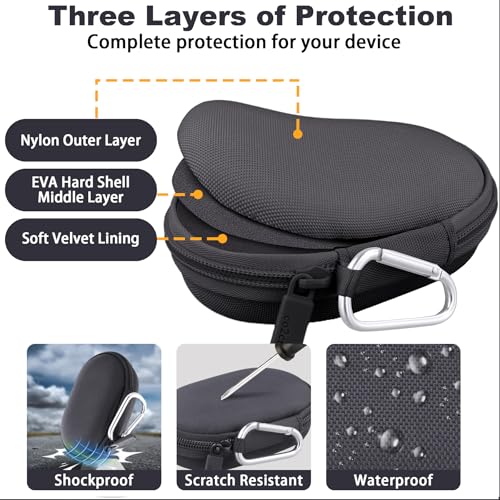 co2CREA Hard Case for Logitech Pebble M350/M350s/M355/i345 Mouse, Graphite | Travel Protection, Soft Anti-Static Lining, Hard EVA Shell, Shockproof Dustproof Water Resistant - color: Graphite Case