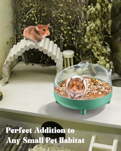 Pawfly Hamster Sand Bath Container, Hamster Sand Bath Box, Hamster Bathtub, Hamster Bathroom, Hamster Toilet, Plastic Dust Bath for Dwarf Hamsters, Syrian Hamsters, Mice, Gerbils & Small Animals - color: Dark green