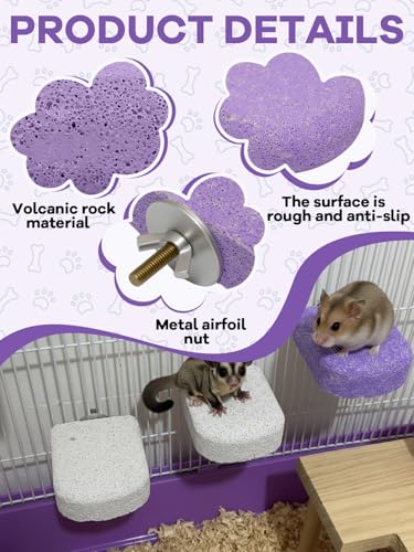 Lava Ledges for Rats 6 Pack Hamster Climbing Ledge Platform Pumice Ledge Shelf Pet Chewing Grinding Toys Small Animals Cage Accessories for Mouse Guinea Pig Gerbil Purple - color: Purple, size: 6 PCS 2.95 x 2.55 x 0.98 inches