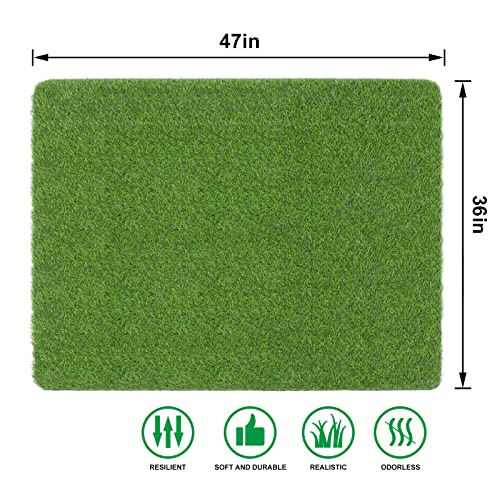 Artificial Turf Rug For Dog, Sturdy Indoor/Outdoor Fake Grass, 36" x 47" | Safety material, Durable TPR bottom, Realistic look, Non-Slip, Dog urine will NOT soak through to your floor. - size: 3' x 3'11" (Rectangular)