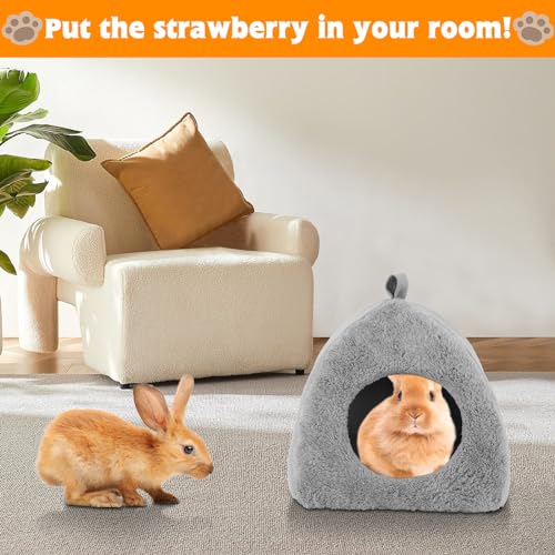 BWOGUE Guinea Pig Bed Hideout, Washable Hamster Cave for Small Animals | Removable Cushion for Cleaning, Warm Fleece Nest, Washable Bed, 10.23 x 10.23 x 11 in, Dwarf Rabbits Hedgehogs - color: Grey