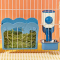 Rabbit Hay Feeder, 3-in-1 Feeding Set with Food Bowl and Hanging Funnel for cage, Hay Rack for Bunny Guinea Pig Chinchilla (Blue) - color: Blue