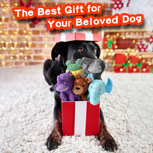 Act boldly 5 Pack Dog Squeak Toys, Durable Plush Chew Toys for Small, Medium & Large Dogs for Teething & Interactive Play - color: brown/white/grey/green