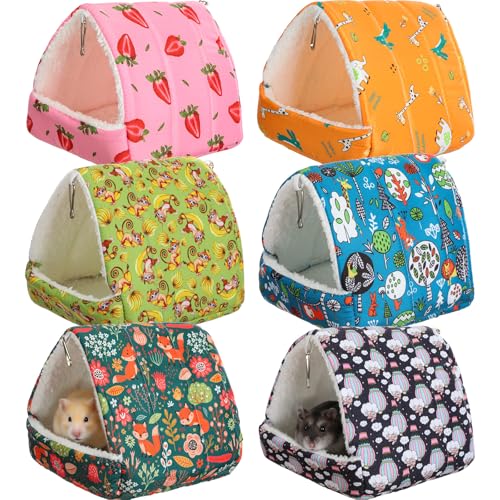 AceOrbit 6 Pcs Guinea Pig Hideout Small Tunnel 7.5 Inch Washable Hamster Bed Animal Cage Accessories for Chinchilla Rabbit Hedgehogs Ferrets to Digging Chewing(Classic Color,Vivid Patterns) - color: Classic Color