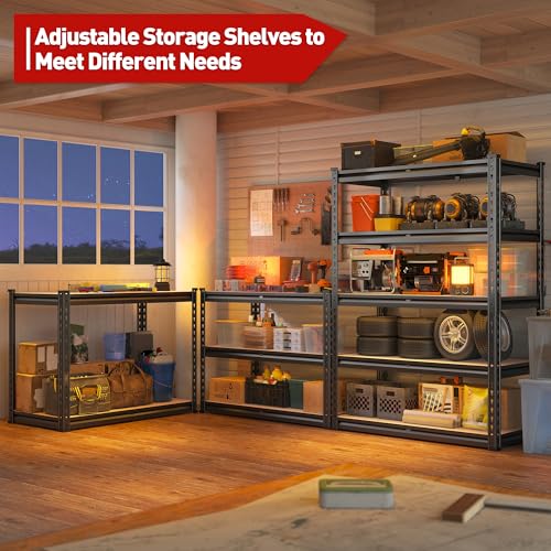 REIBII 2000LBS Garage Shelving Heavy Duty Storage Shelves 72" H Metal Shelving for Garage Shelves Adjustable 5 Tier Metal Shelf for Pantry Closet Kitchen Basement 35.5" W x 72" H x 15.8" D - size: 15.8"D x 35.5"W x 72"H