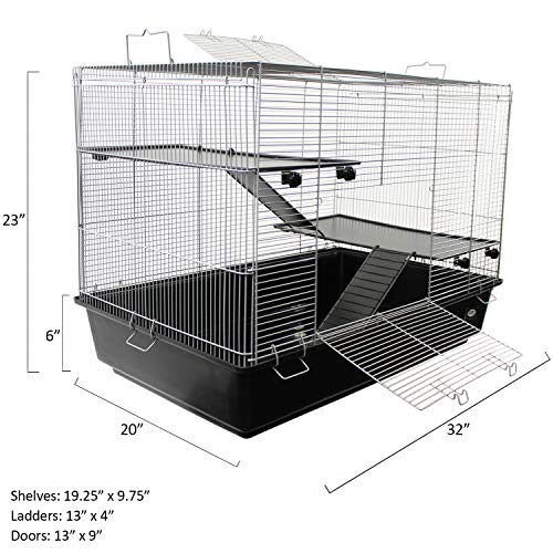 Casablanca Cage - Durable 3-Level Spacious Pet Habitat - Hedgehogs, Guinea Pigs, Small Rabbits, Syrian Hamsters, Degus, Tortoises, Lizards and Other Small Pets
