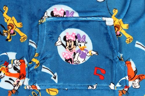 Jay Franco Wearable Throw Blanket – Kids Oversized Plush Hooded Blanket with Pocket, Ultra Soft Cozy Fleece Throw for Lounging, Travel, Blue - Mickey Mouse, 24x32 - Kid - color: Blue - Mickey Mouse, size: Kid