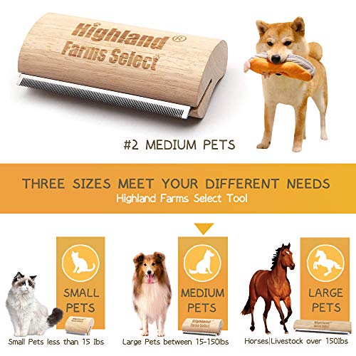 Deshedding Grooming Tool for Dogs, Cats & Horses, Ergonomic Design Wood Groom Brush, Professional Pet Groomer, Painlessly Remove for Short & Long Hair, Fur & Dirt - 5 Inches - color: L
