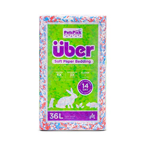 PETSPICK Uber Soft Paper Pet Bedding for Small Animals, Red White & Blue Confetti, 36L - color: Red, White & Blue Confetti, size: 36L