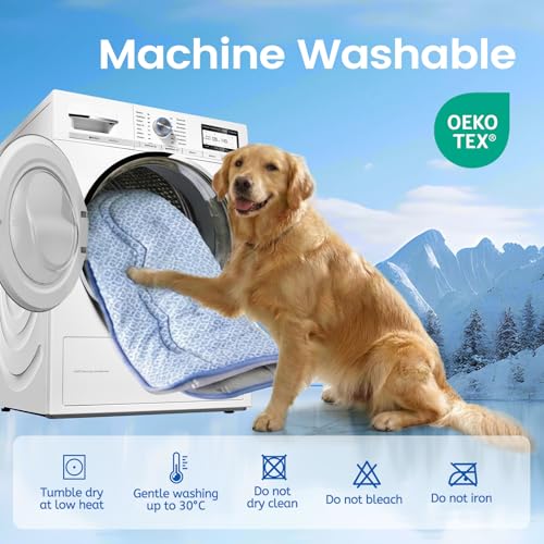 Dog Cooling Mat, Thick Cooling Mat for Dogs with PCM & Thermochromic Tech, Dual-Sided Durable Waterproof Cool Dog Bed Mat for All-Year Use, Q-Max>0.5, Machine Washable, Non-Toxic - L(26" x 35") - size: Large