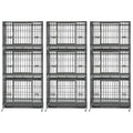 Homey Pet 3 Pack Three Tier 37" Heavy Duty Stackable Dog Crate with Wheels | Drop Cages for Dogs with Escape proof Locks, Tray, Bowl, Open Top, for Small and Medium Dogs, Breeders and Multi-dog Homes - size: 37"L x 22.5"W x 29.5"H - 3 Tiers - 3 Pack