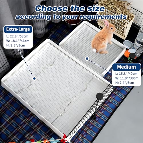 FHTONGE Extra Large Rabbit Litter Box Training Tray with Large Steel Grids | Low Entry Bunny Litter Pan, Rectangular Pet Toilet for Small Animal Rodent Guinea Pig Ferret Squirrel Opossum Sugar Glider - color: 0.6" Stee Grids + 0.4" PP Grids, size: 22x18x3
