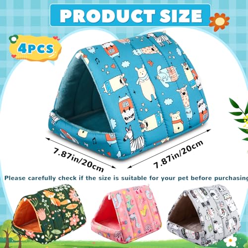 Cinnvoice 4 Pcs Guinea Pig Hideout, Guinea Pig Bed Tunnel, Rabbit Washable Small House Cage Accessories for Bunny Hedgehog Mouse Chinchillas Hamsters Ferrets Bearded Dragons Rats (Wonder Tale,7.9 in) - size: 7.9 in, style: Wonder Tale