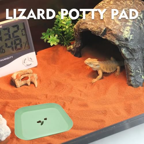 2 Pcs Leopard Gecko Potty Pad,Crested Gecko Potty Latrine，Leopard Gecko Tray，Reptile Litter Box，Portable Gecko Tank Accessories (Green) - color: Green