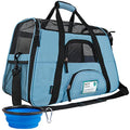 PetAmi Airline Approved Pet Carrier for Cats & Small Dogs, Small Light Blue | Soft Sided TSA Travel Bag, Sherpa Bed, Breathable Mesh Ventilation, Collapsible Bowl, Fits Under Seat, Up to 18 lbs - color: Light Blue, size: Small - 17"L x 10.2"W x 11.2"H