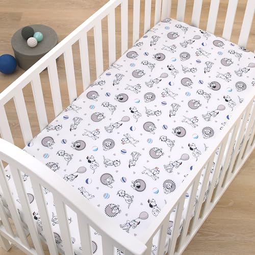 Disney 101 Dalmatians Gray, Black, White, and Blue Puppies Super Soft Nursery Fitted Crib Sheet - color: 101 Dalmatians Gray, Black, White, size: Crib