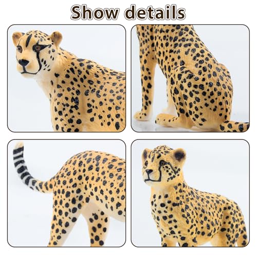 Toymany 8PCS Realistic Cheetah Figurines Toy, Cake Topper & Gift for Kids | Plastic Jungle Zoo Animals Figures with Cubs, Educational Toy, Christmas Birthday Gift for Children - style: Cheetahs